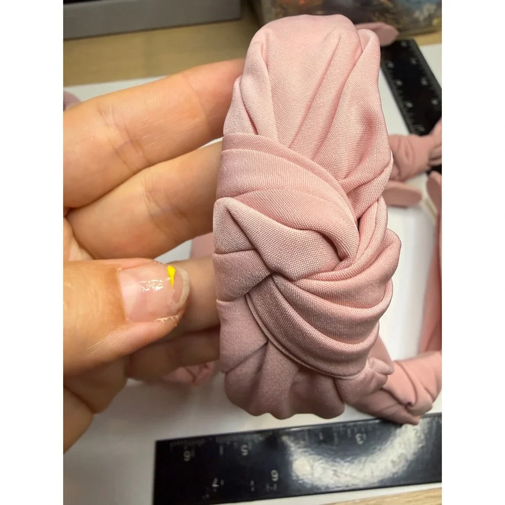 Blush Pink Top Knot Headband Lot of 5 Matte Fabric Wide Hair Accessory Pink